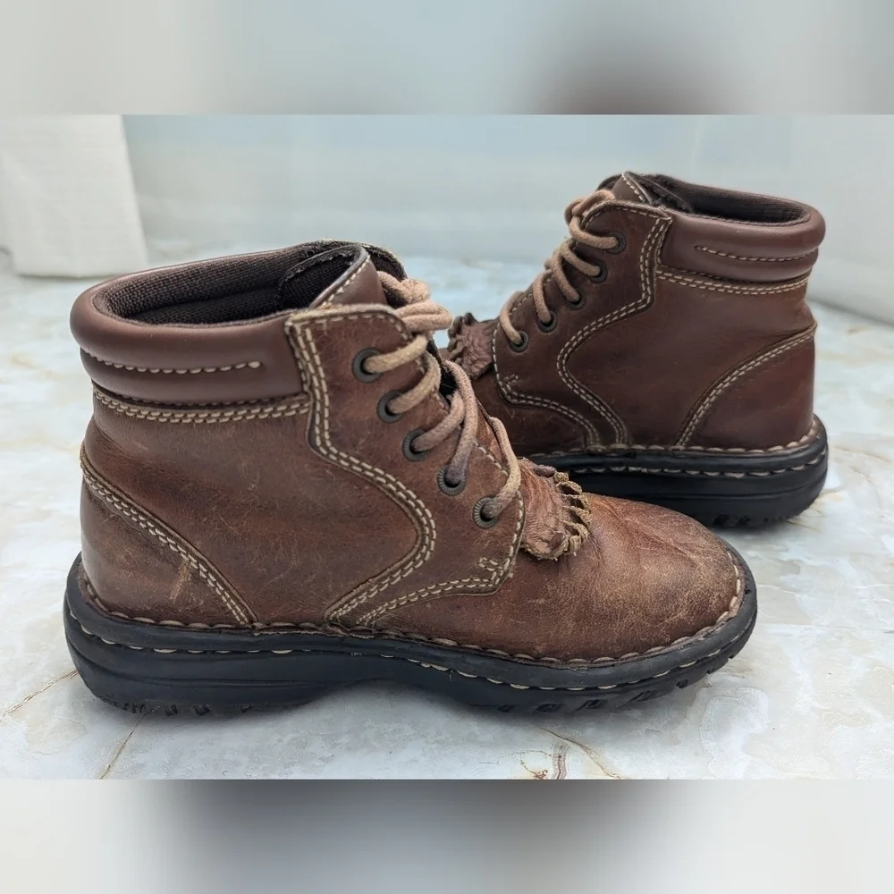 Kids Double H Leather Upper Boots Size 12D